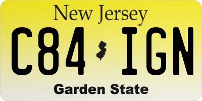 NJ license plate C84IGN