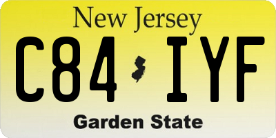 NJ license plate C84IYF
