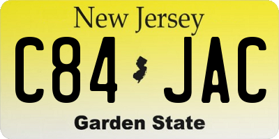 NJ license plate C84JAC