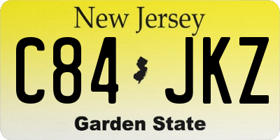 NJ license plate C84JKZ