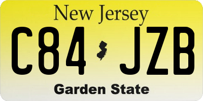 NJ license plate C84JZB