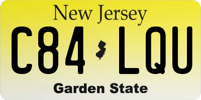 NJ license plate C84LQU