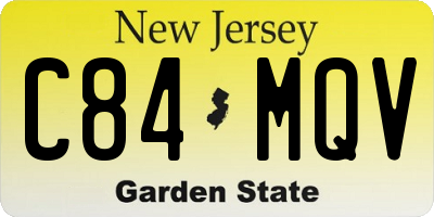 NJ license plate C84MQV