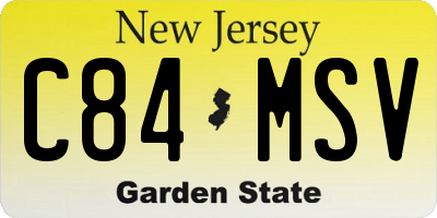 NJ license plate C84MSV