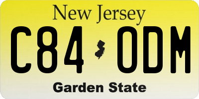 NJ license plate C84ODM