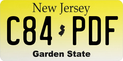 NJ license plate C84PDF