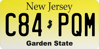 NJ license plate C84PQM