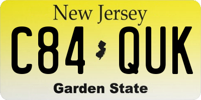 NJ license plate C84QUK