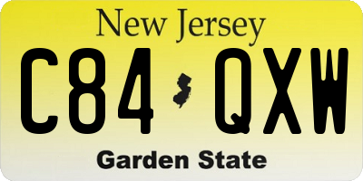 NJ license plate C84QXW