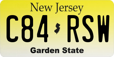 NJ license plate C84RSW