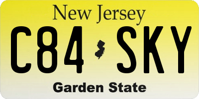NJ license plate C84SKY