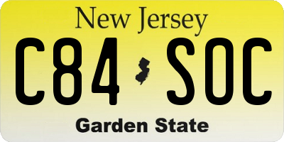 NJ license plate C84SOC