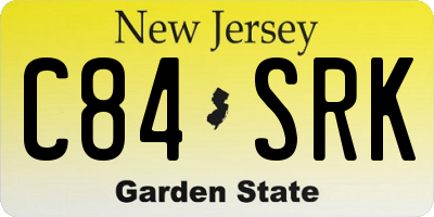NJ license plate C84SRK