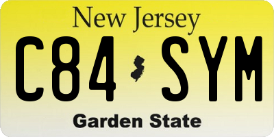 NJ license plate C84SYM
