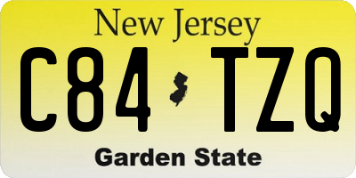 NJ license plate C84TZQ