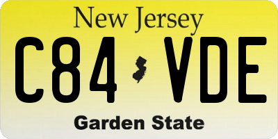 NJ license plate C84VDE