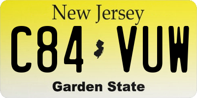 NJ license plate C84VUW