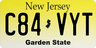 NJ license plate C84VYT