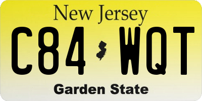 NJ license plate C84WQT