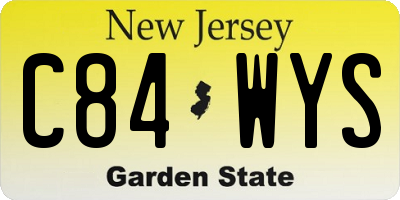 NJ license plate C84WYS