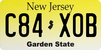 NJ license plate C84XOB