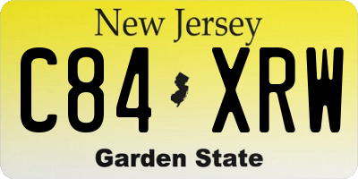 NJ license plate C84XRW