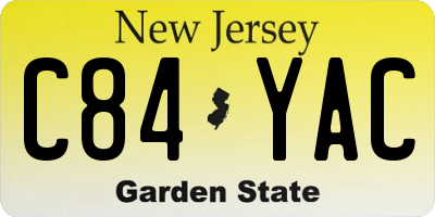 NJ license plate C84YAC
