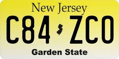 NJ license plate C84ZCO
