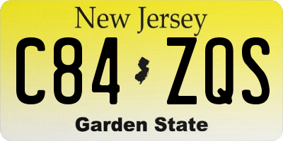 NJ license plate C84ZQS