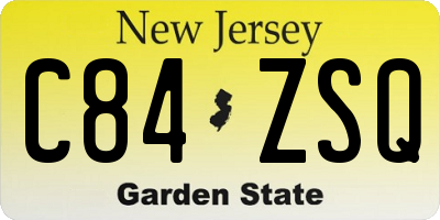 NJ license plate C84ZSQ