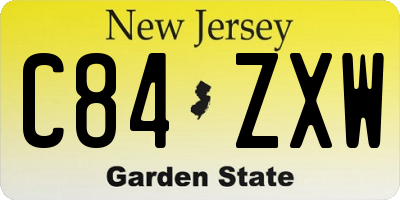 NJ license plate C84ZXW