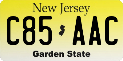NJ license plate C85AAC
