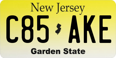 NJ license plate C85AKE