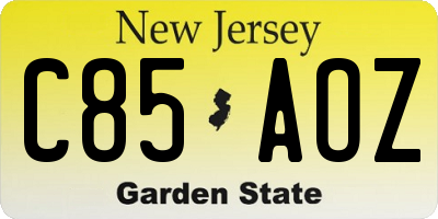 NJ license plate C85AOZ
