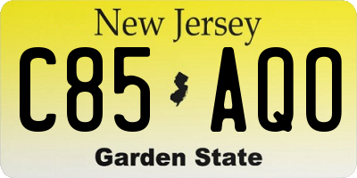 NJ license plate C85AQO