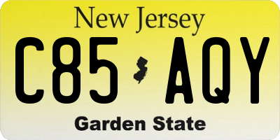 NJ license plate C85AQY