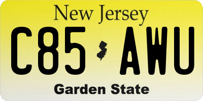 NJ license plate C85AWU