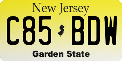 NJ license plate C85BDW