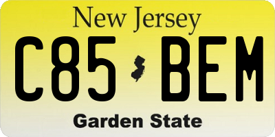 NJ license plate C85BEM