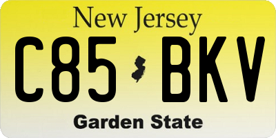 NJ license plate C85BKV