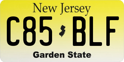 NJ license plate C85BLF