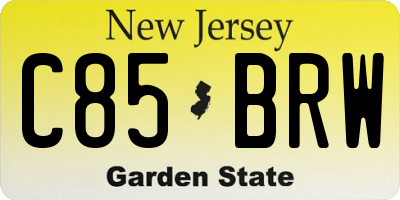 NJ license plate C85BRW