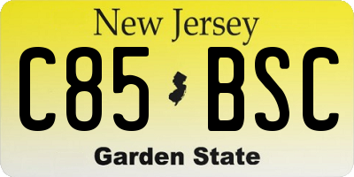 NJ license plate C85BSC