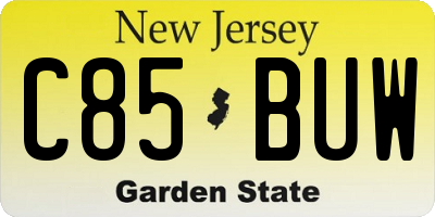 NJ license plate C85BUW