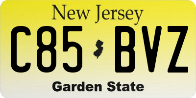 NJ license plate C85BVZ