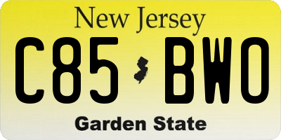 NJ license plate C85BWO