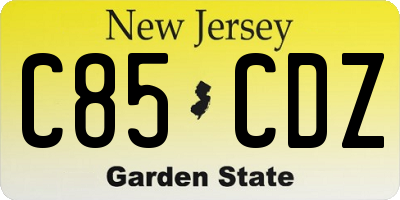 NJ license plate C85CDZ