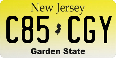 NJ license plate C85CGY