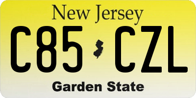 NJ license plate C85CZL