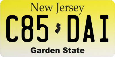 NJ license plate C85DAI